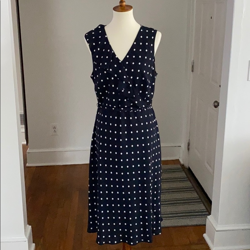The Limited Polka Dot Ruffle Sleeveless Dress